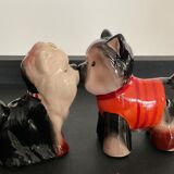 Vintage Pepper Shaker Duo Ceramic Dogs