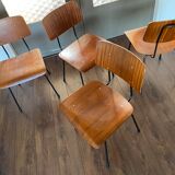Set of 4 teak and steel dining chairs by Tjerk Reijenga for Pilastro 1950s