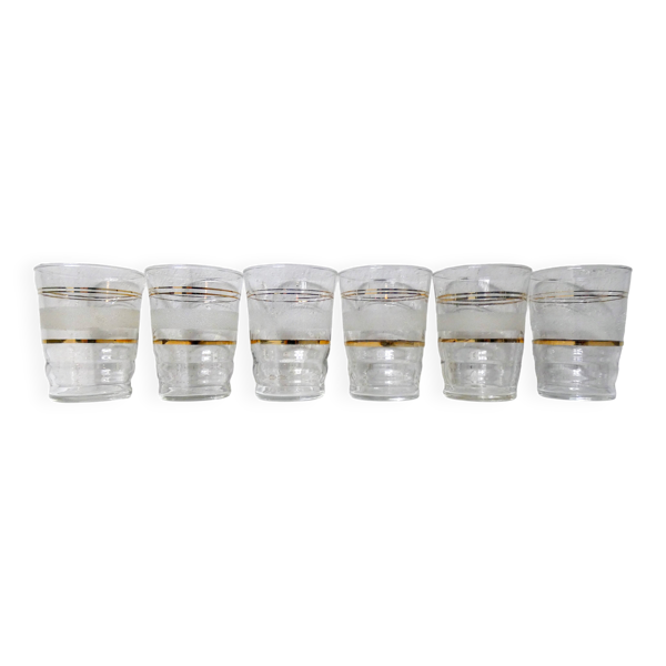6 anciens verres granités blancs Art Déco