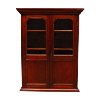 Antique glazed mahogany book cabinet