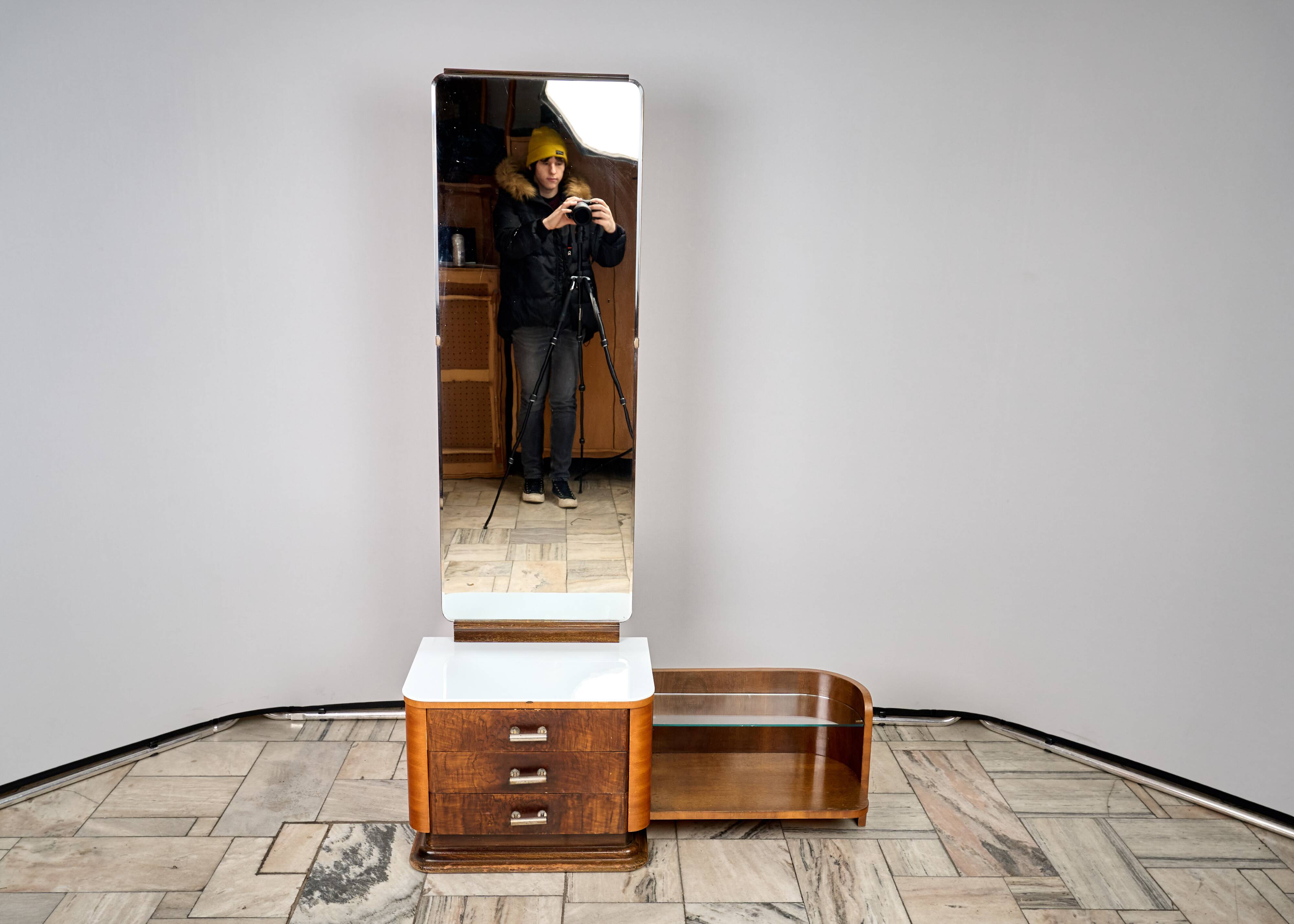 Vintage Toaletka Art Déco, proj. Jindřich Halabala, lata 40, Czechosłowacja