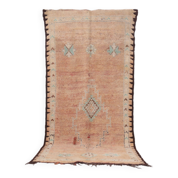 Tapis marocain berbère vintage en laine orange fait main