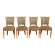 4 chaises style directoire en bois massif et velours vert beige