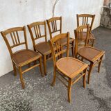 Set of 6 varnished bistro chairs