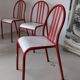 Set of 4 modernist red metal chairs