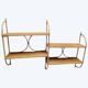 Vintage 1960s wooden and rattan shelf with 4 shelves