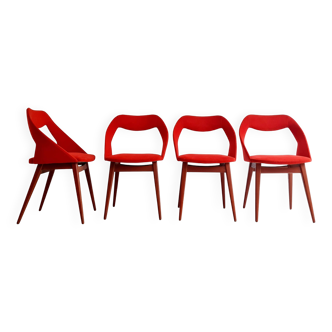 4 Chaises Louis Paolozzi rouge