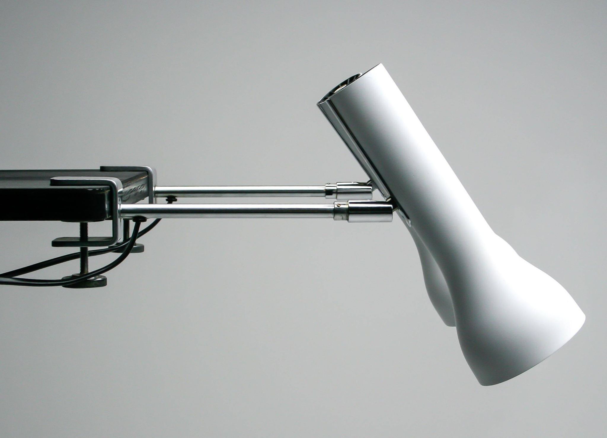 Pair of clamp spotlights by Dieter Waeckerlin, Swiss modernist design from the 1960s.
