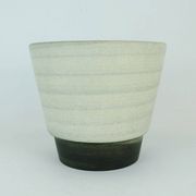 Mid century flowerpot planter u-keramik stripe pattern shades of gray and black 50s 60s