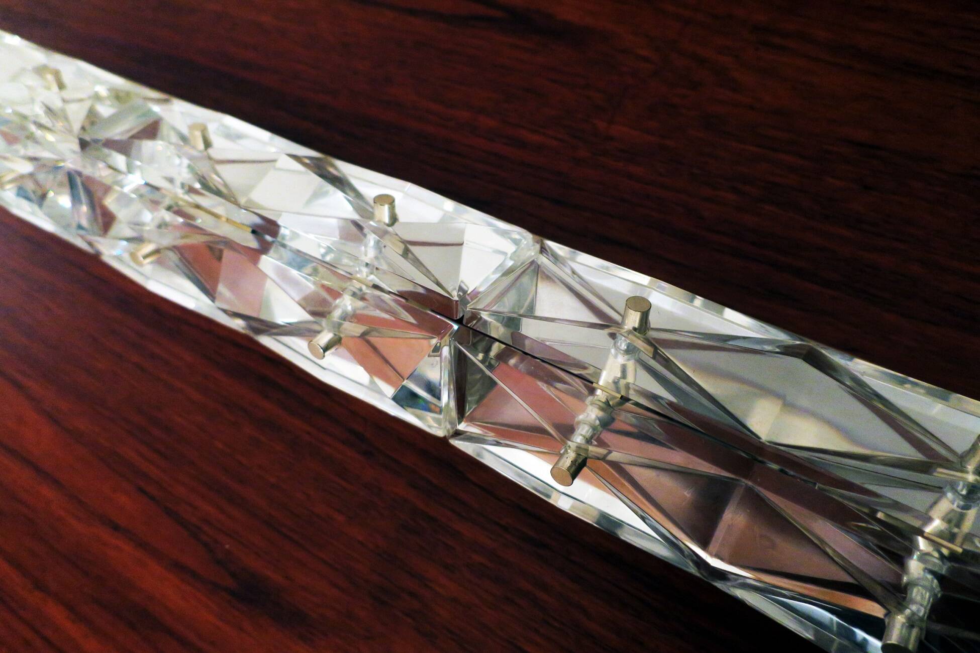 Kinkeldey mid century crystal long wall light, 1960s