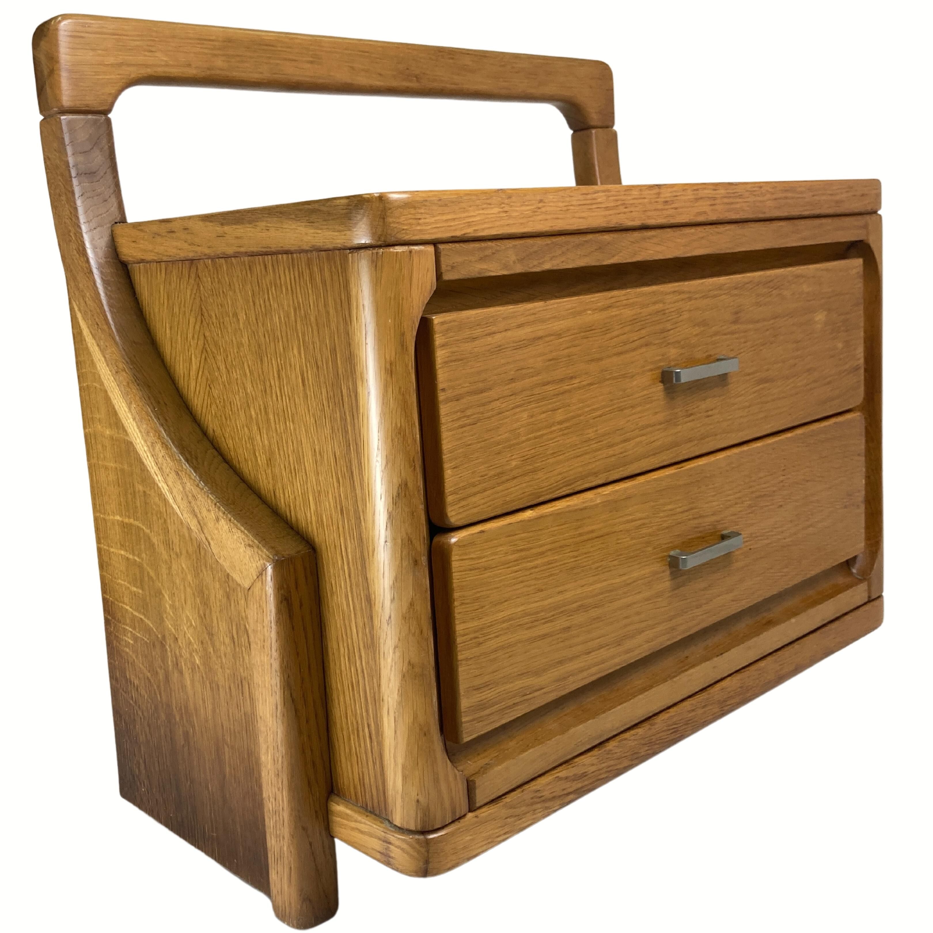 Danish scandinavian oak curved free form night stands or side tables, 1970s