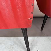 Mid-century modern pair of red armchairs. italy 1950s