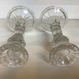 Pair of molded glass candlesticks