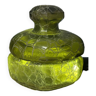 Green cracked glass jar