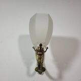 Vintage wall lamp in brass and frosted glass 1950s