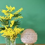 Vintage glass globe table lamp in pink from Clichy.