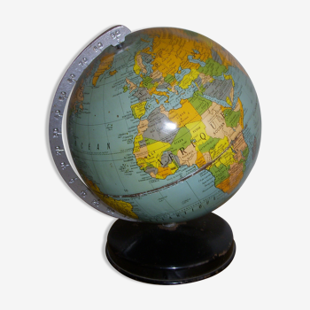 Mappemonde globe terrestre en metal 1950