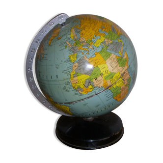 Mappemonde globe terrestre en metal 1950