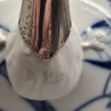 Antique German Porcelain Meissen Zwiebelmunster Teapot with silver, mid 180