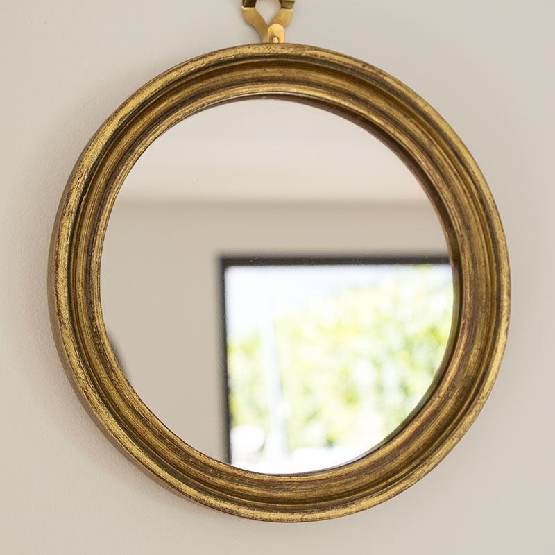 Round wooden mirror