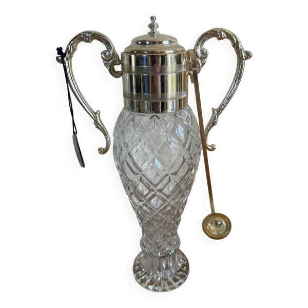 Carafe à liqueur vintage en métal argenté