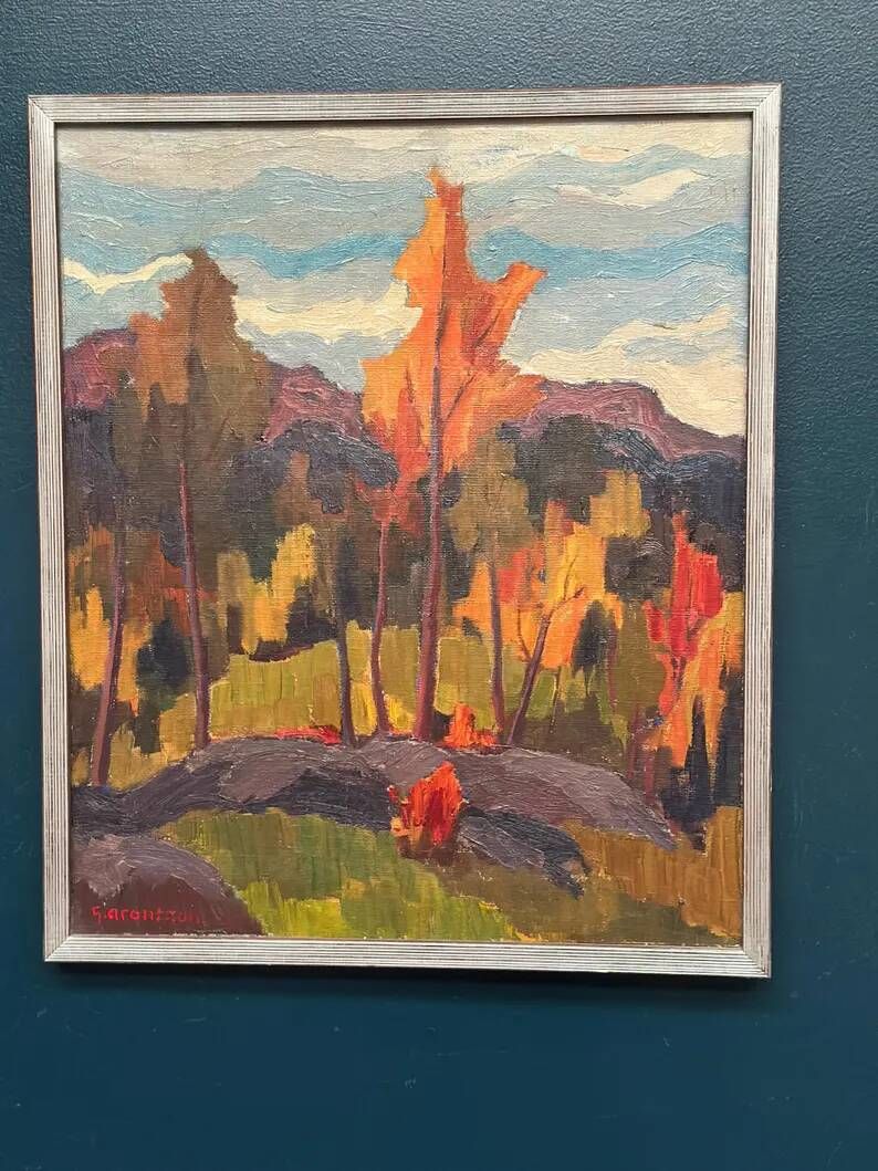 Original Swedish Oil on Canvas – “Orust” by Gösta Arontzon – Signed – Dated 1971 – Vintage & Framed – 58 × 49 cm