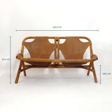 Rohe Noordwolde, banquette en bambou et cuir, 1970s.