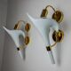 Pair of white fleur-de-lis wall lights, Murano glass, Italy, 1970