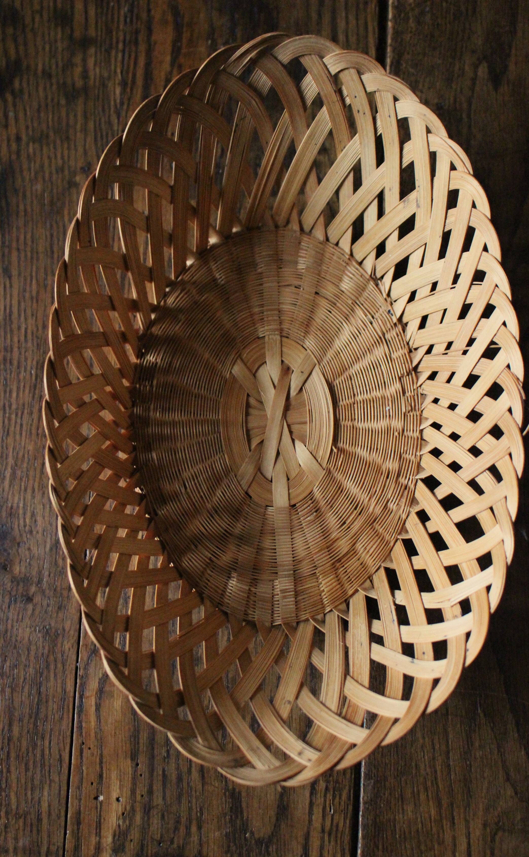 Vintage oval openwork wicker basket