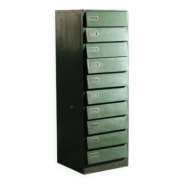 Vintage industrial metal chest of drawers with 10 drawers, Italy, 1960s.