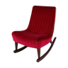 Rocking Chair With red velvet upholstery and wooden base 1950
