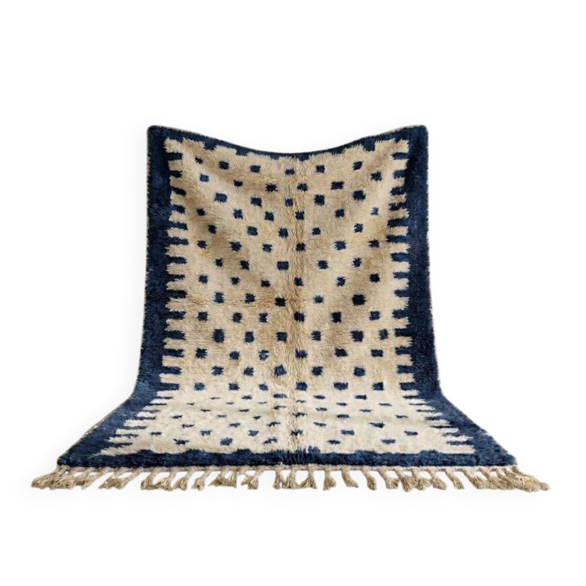 Large Berber rug made of pure wool, traditionally handwoven, 3/4 m.