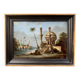 19th century painting, painting under glass and mother-of-pearl, oriental scene, signed GA