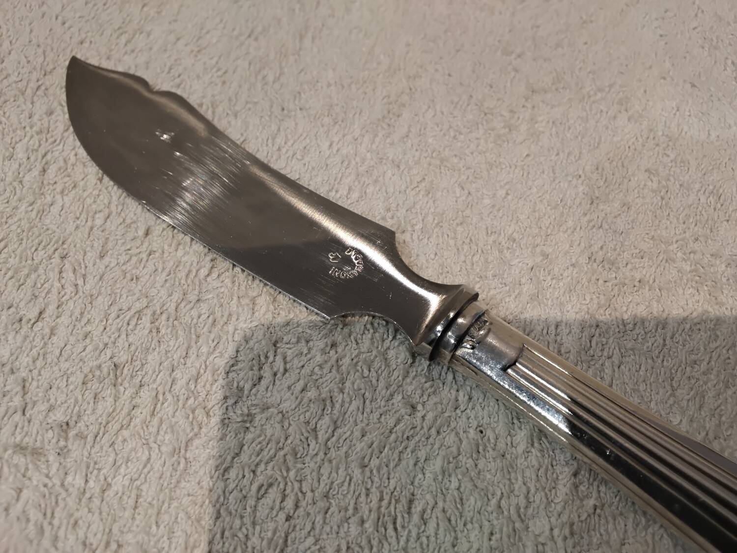 Butter knife with silver metal handle, goldsmith SFAM art deco style