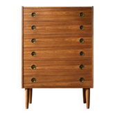 Vintage Mid-Century Danish Modern High Teak Highboy Chest of Drawers