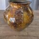 Vintage round vase Laque Line by Jean-Noël Bouillet Marbled golden tones