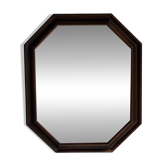 Vintage brown wooden octagonal mirror 58x48