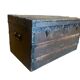 Vintage wooden coffee table with iron fittings.