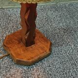 Brutalist carved wooden lamp 1950