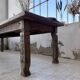 XL farmhouse table in solid oak, brutalist style, 20th century.