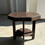 Pedestal table or small octagonal side table quadripod base with modernist spacer