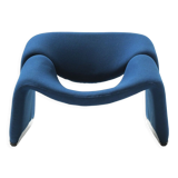 Groovy ‘M’ F598 in original blue fabric f 598 by Pierre Paulin for Artifort