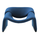 Groovy ‘M’ F598 in original blue fabric f 598 by Pierre Paulin for Artifort