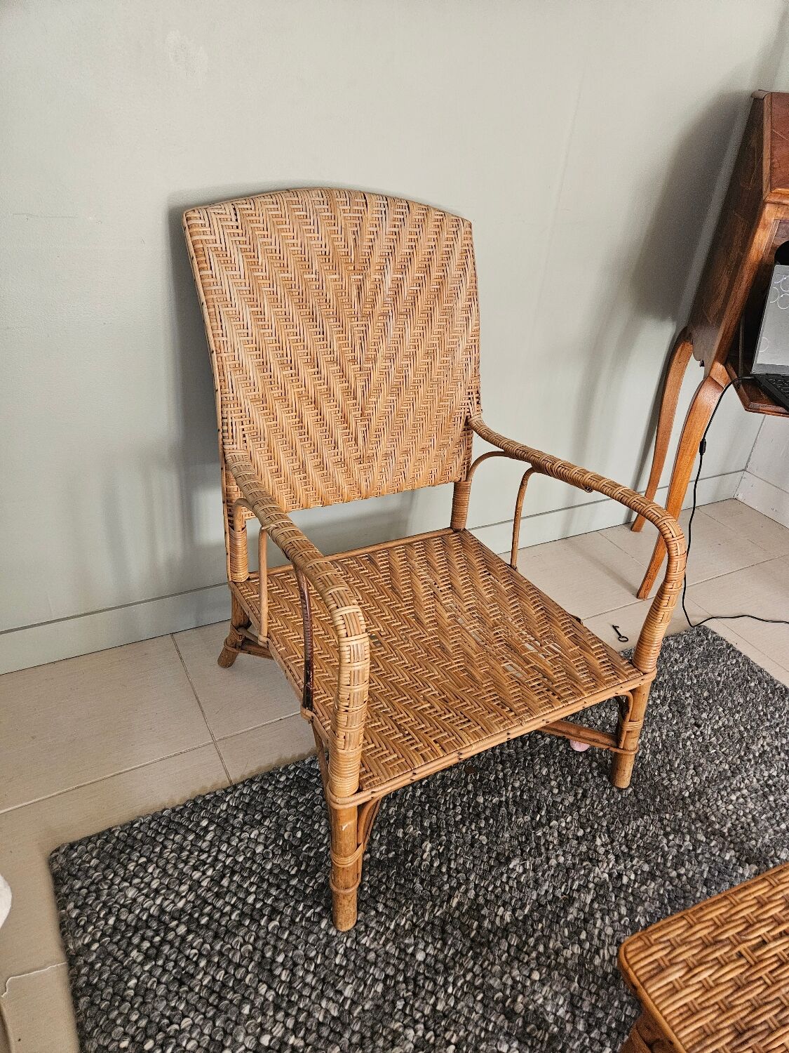 Rattan armchair and coffee table