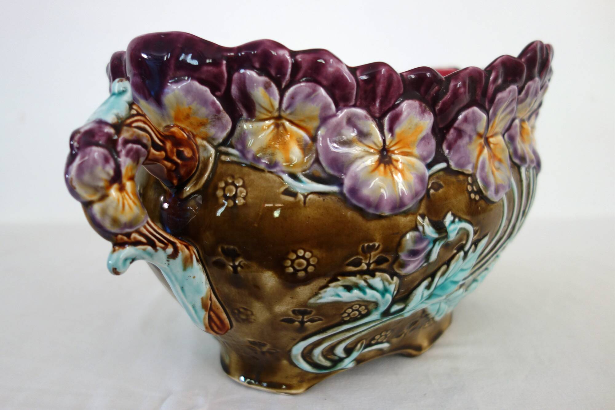 Large planter cache pot borbotine Onnaing art nouveau