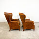 Set of two sheep leather wingback armchairs Delft