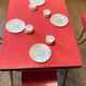 Table et 4 chaises en Formica rouge