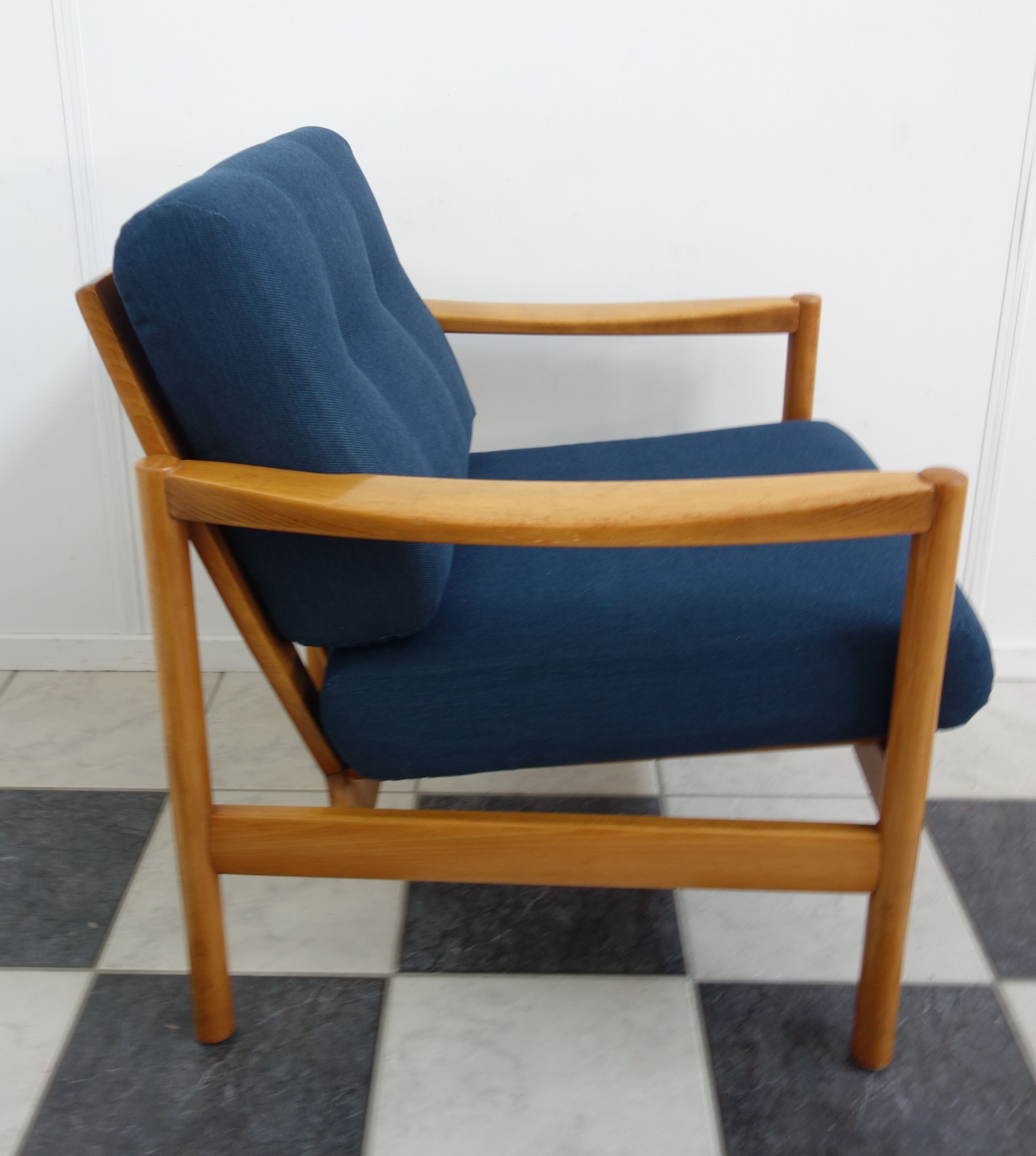 Walter knoll relax armchair 1960s in blue fabric
