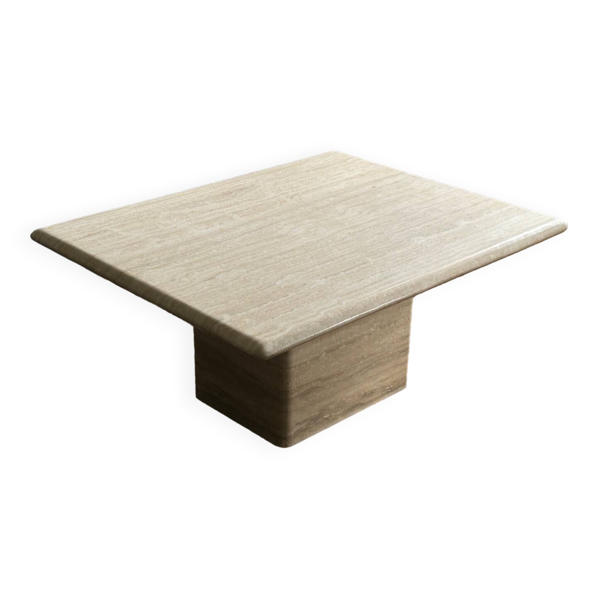 Table basse italienne en travertin du milieu du siècle