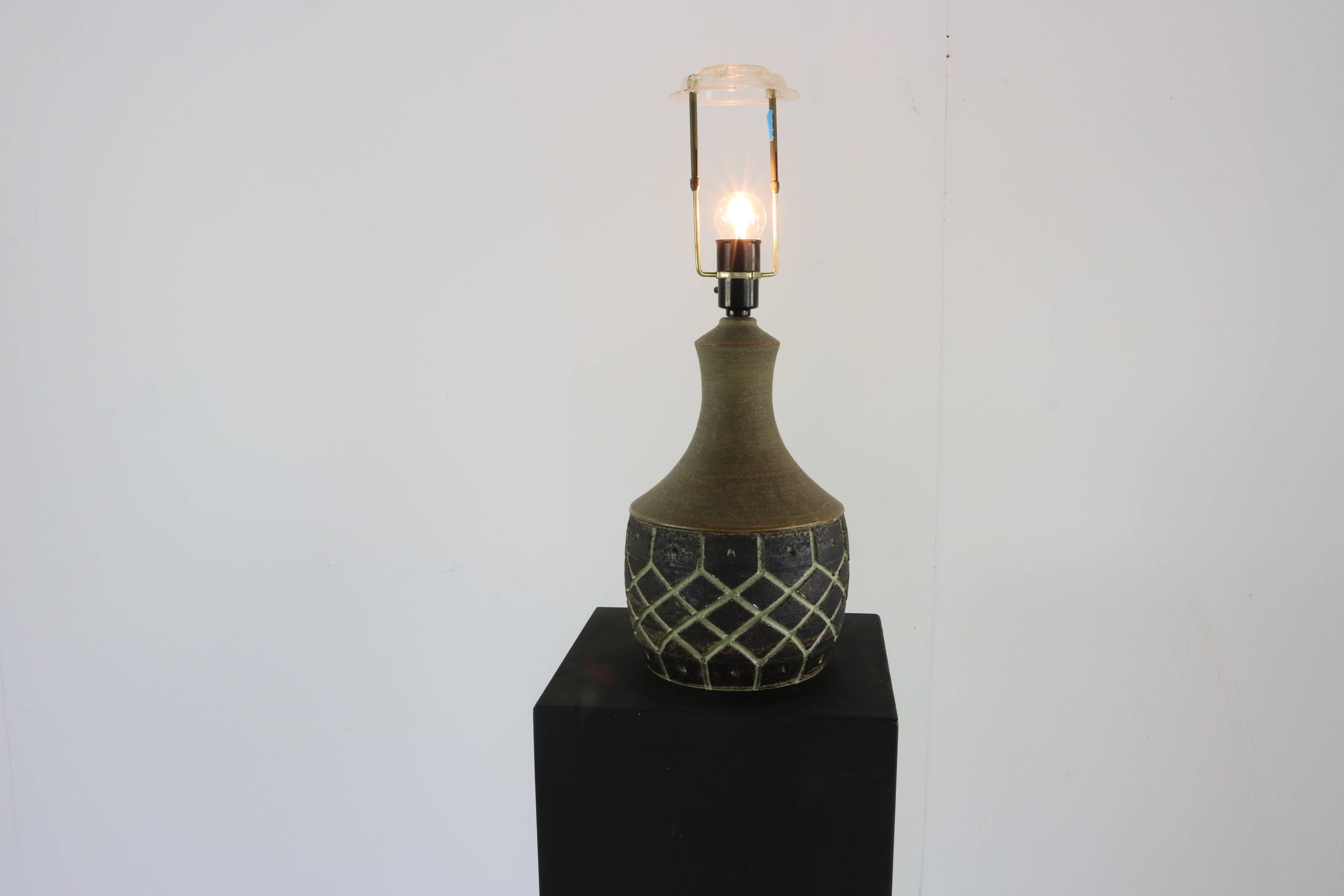 Set of two sixties design studio pottery table lamps for Chris Keramik Hasl